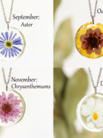 Birth month flower necklace - Pressed Flower in eco resin