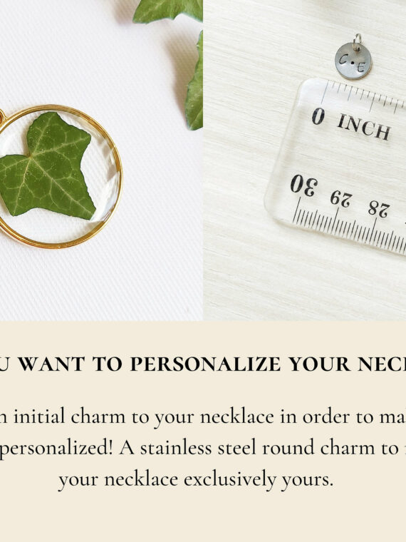 Real leaf necklace, Botanical necklace, Plant lover gift for women, Dainty leaf necklace, Dried leaf resin jewelry, Circle gold necklace