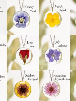 Personalized Birth Flower Pendant Necklace - Birthday Gift For Women Friends