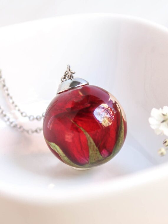 Preserved Rose Necklace in Eco Friendly Resin