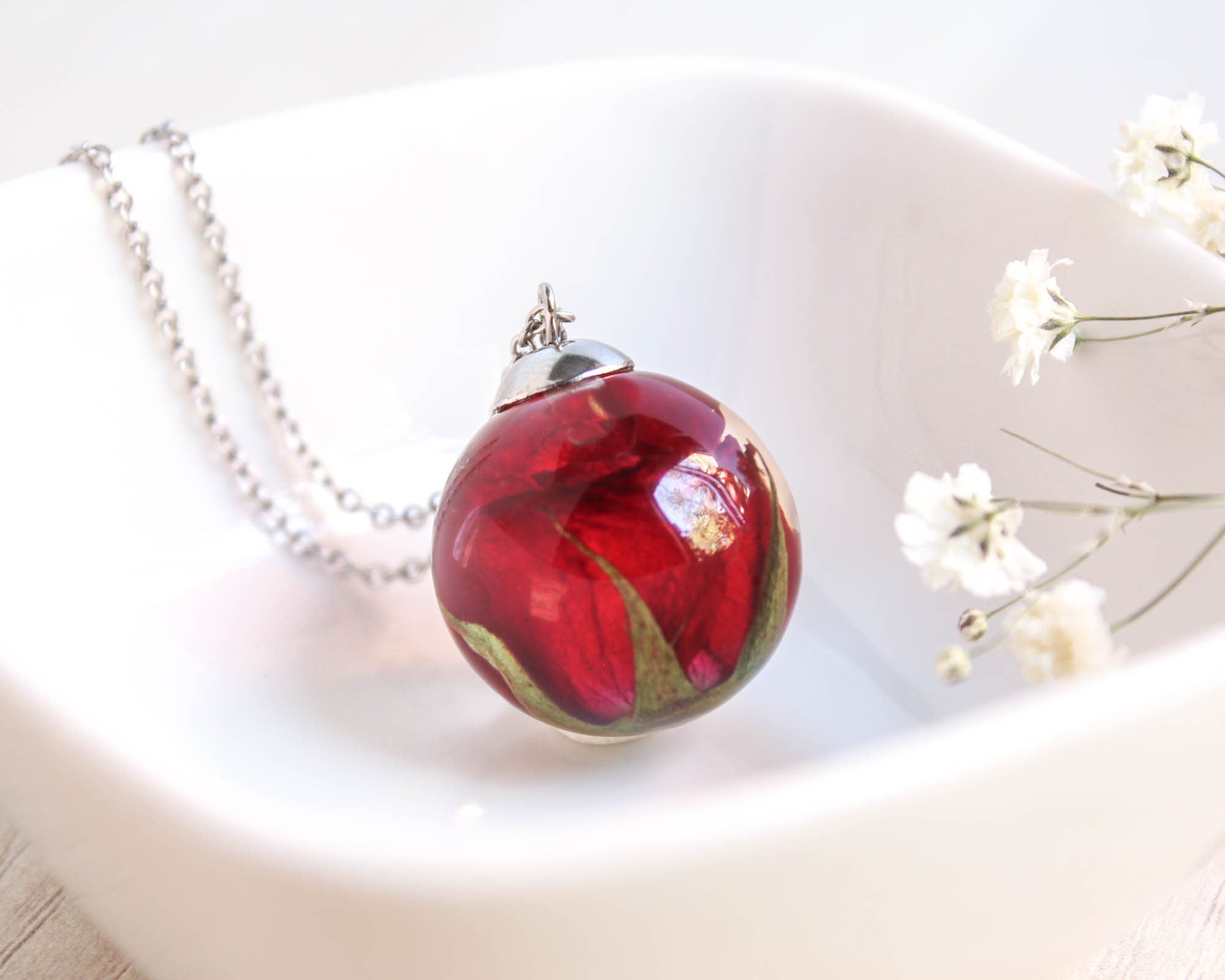 Rose clearance resin necklace