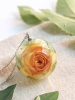 Yellow Rose Pendant Necklace – Dried Flower Resin Jewelry