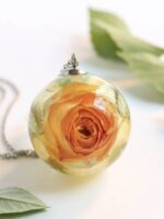 Yellow Rose Pendant Necklace – Dried Flower Resin Jewelry
