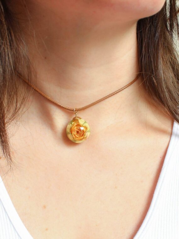 Boho Rose Charm Choker Necklace - Yellow Flower Jewelry