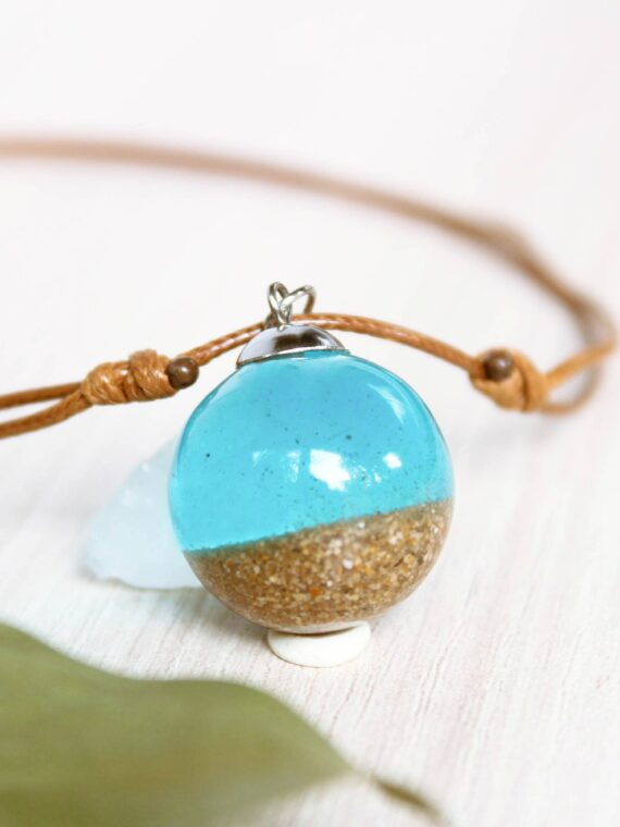 Ocean choker necklace, Summer choker necklace, Beach sand necklace, Blue choker necklace, Birthday gifts for daughter, Choker with charm