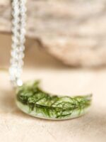 Half Moon Necklace with Real Plant in Resin – Nature Jewelry