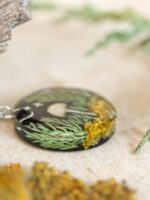 Forest Necklace with Mushroom, Real Plants, Stars and Moon