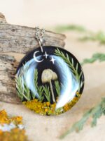 Forest Necklace with Mushroom, Real Plants, Stars and Moon