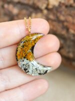Moon Pendant with Real Lichen in Eco Resin - Forest Inspired Gifts