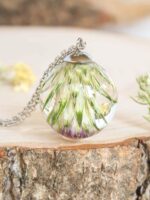 Scottish thistle necklace, Dried flower pendant necklace, Scotland gifts for men or women, Scottish symbol jewelry, Botanical resin necklace