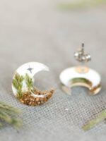 Forest Inspired Earrings with Pine Tree and Stars - Moon Jewelry