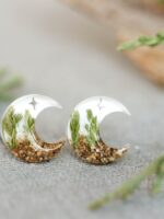 Forest Inspired Earrings with Pine Tree and Stars - Moon Jewelry