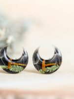 Cottagecore Earrings Hypoallergenic with real Mushroom and Plant