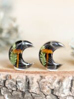 Cottagecore Earrings Hypoallergenic with real Mushroom and Plant