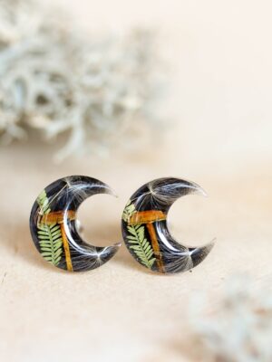 Cottagecore Earrings Hypoallergenic with real Mushroom and Plant