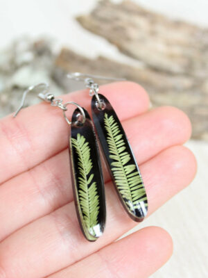 Nature dangle earrings, Real plant earrings, Bohemian dangle earrings, Simple boho earrings, Long bar earrings, Nature inspired jewelry