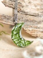 Half Moon Necklace with Real Plant in Resin – Nature Jewelry