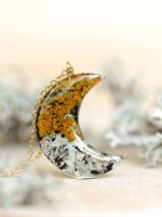 Moon Pendant with Real Lichen in Eco Resin - Forest Inspired Gifts