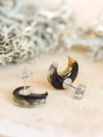 Moon Earrings Studs Inspired by Woodland with Real Lichen