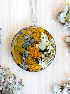 Forest necklace with real lichen, Nature inspired necklace for men, Terrarium pendant necklace, Woodland necklace, Preserved moss necklace