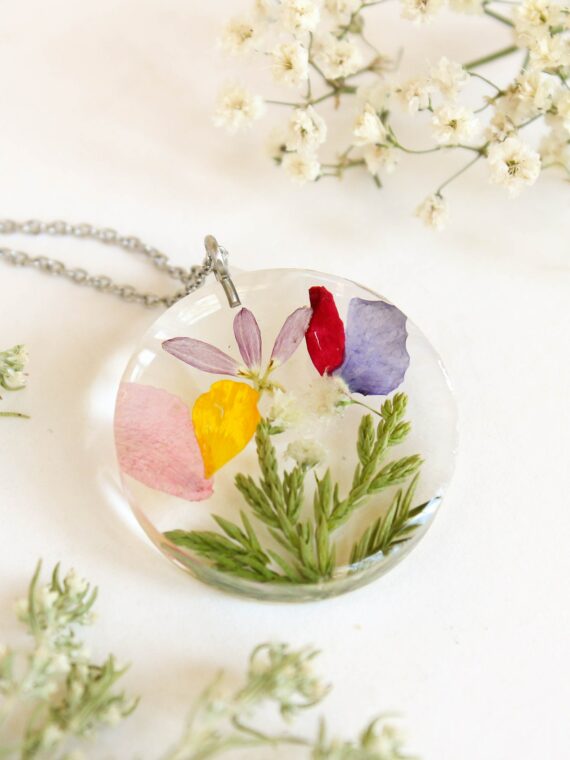 Combined birth flower bouquet necklace - Personalized Family gift idea