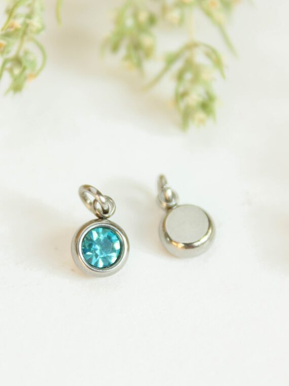 Add - on birthstone charms for necklace, Crystal charm for necklace, Personalized jewelry, Stainless Steel charm, Crystal birthstone charms