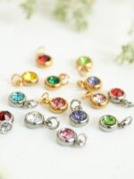 Add - on birthstone charms for necklace, Crystal charm for necklace, Personalized jewelry, Stainless Steel charm, Crystal birthstone charms