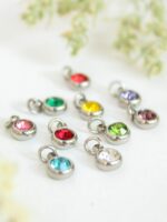 Add - on birthstone charms for necklace, Crystal charm for necklace, Personalized jewelry, Stainless Steel charm, Crystal birthstone charms