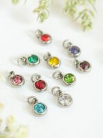 Add - on birthstone charms for necklace, Crystal charm for necklace, Personalized jewelry, Stainless Steel charm, Crystal birthstone charms