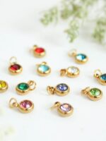 Add - on birthstone charms for necklace, Crystal charm for necklace, Personalized jewelry, Stainless Steel charm, Crystal birthstone charms