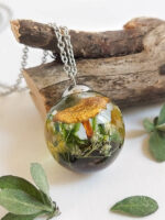 Garden Mushroom Necklace with Real Plants - Gifts for Gardeners