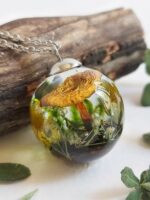Garden Mushroom Necklace with Real Plants - Gifts for Gardeners