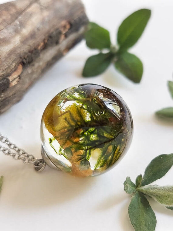 Garden Mushroom Necklace with Real Plants - Gifts for Gardeners