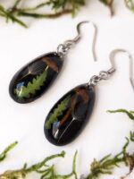 Dark Cottagecore Mushroom Earrings - Black Teardrop Earrings