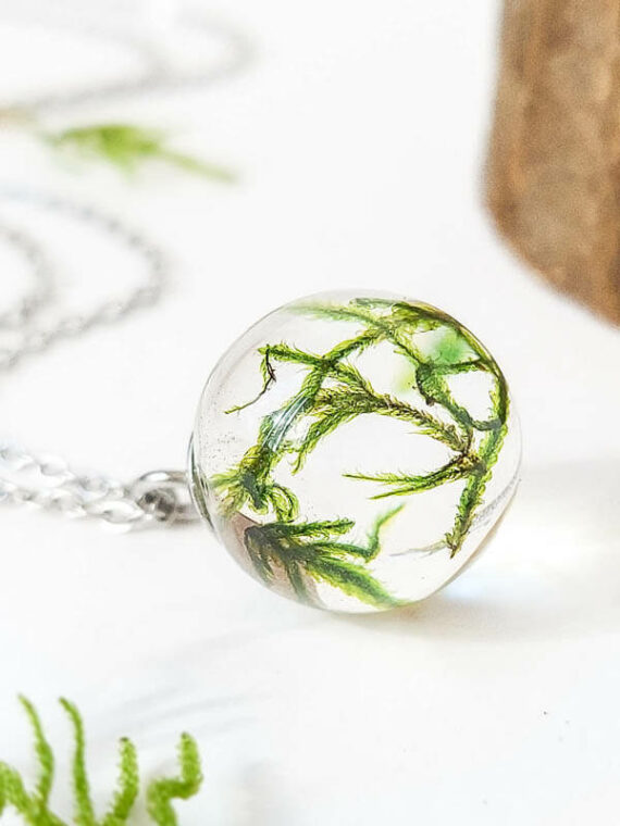 Botanical necklace, Real plant necklace, Moss jewelry, Nature inspired gifts, Terrarium necklace, Woodland necklace, Gift for him or her