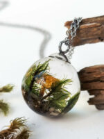 Woodland Inspired Necklace with Dried Mushroom and Moss