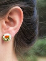 Mushroom Lover Earrings Stud with Real Plants – Botanical Jewelry