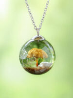 Mushroom Terrarium Necklace in Resin - Cottagecore Jewelry