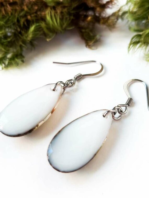 Botanical Earrings with Pressed Mushroom and Moss in Eco Resin