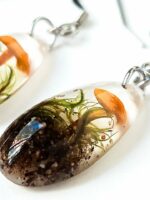 Botanical Earrings with Pressed Mushroom and Moss in Eco Resin