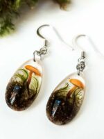 Botanical Earrings with Pressed Mushroom and Moss in Eco Resin