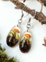 Botanical Earrings with Pressed Mushroom and Moss in Eco Resin