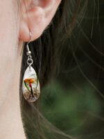 Real Mushrooms Teardrop Terrarium Earrings, Nature Lovers Gifts