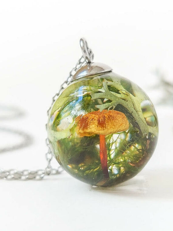 Nature Necklace with Mushroom and Moss