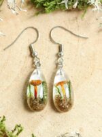 Real Mushrooms Teardrop Terrarium Earrings, Nature Lovers Gifts