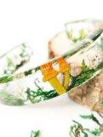 Cuff Bangle Bracelet with Real Mushroom in Resin for Nature Lovers