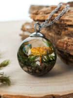 Woodland Inspired Necklace with Dried Mushroom and Moss