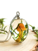 Botanical Inspired Necklace – Dried Mushroom Necklace with Moss