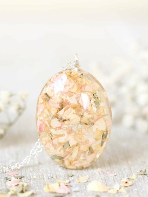 Wedding Preserved Flowers Bouquet Necklace – Custom Jewelry with Your Real Flowers