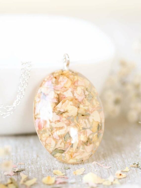 Wedding Preserved Flowers Bouquet Necklace – Custom Jewelry with Your Real Flowers